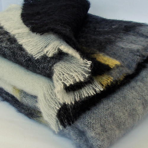 Arctic Plaid Mohair Throw Blanket