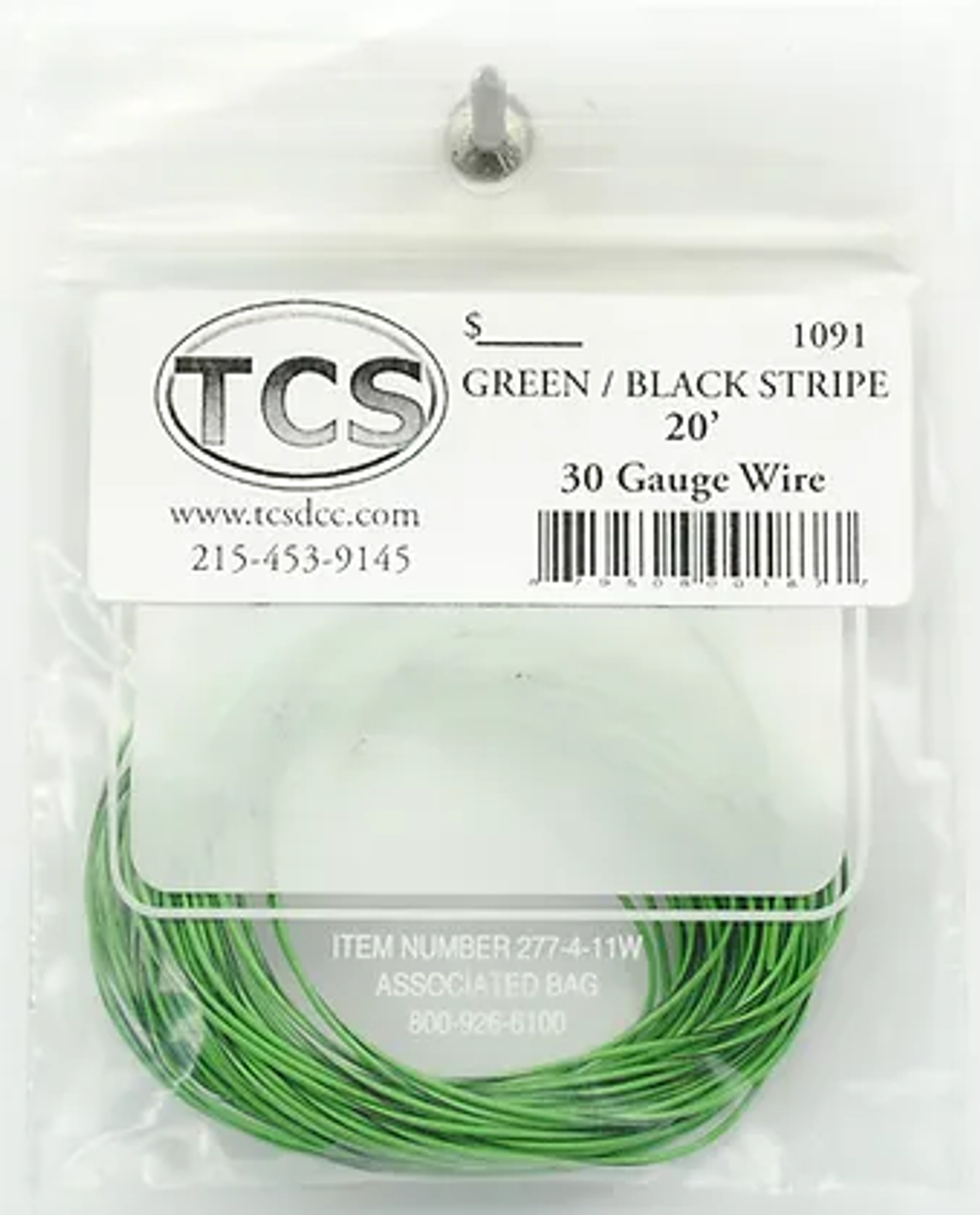 TCS 1207 30 Gauge Wire - 10ft Green/Black Stripe