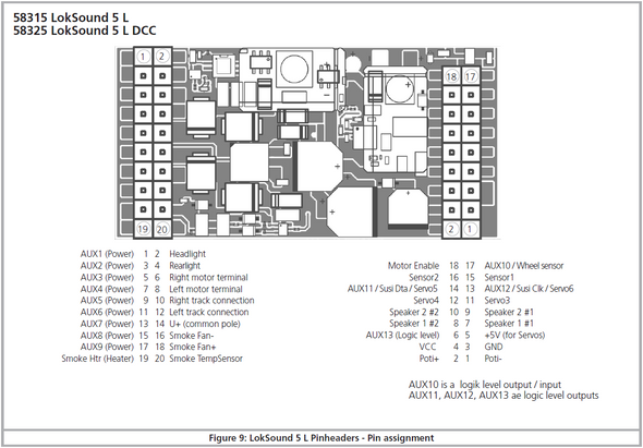 ESU 58325 LokSound 5 L NMRA DCC Sound Decoder - Pin Header with Adapter Board