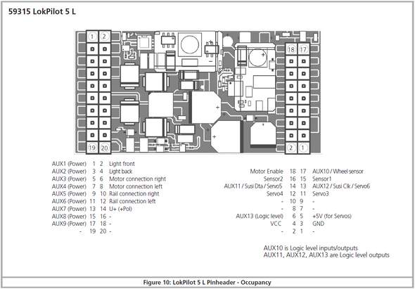 ESU 59325 LokPilot 5 L NMRA DCC Decoder - Pin Header with Adapter Board