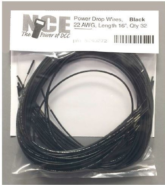 NCE DCC Layout Wiring - Power Drop Wires, 22 AWG - Black (32 pk)