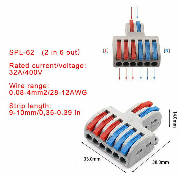 RR-CirKits SPL-62 Quick Cable Lever Connector - 6 x 2 - 25pc