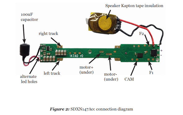 Digitrax SDXN147A0 Sound DCC Decoder - N Drop-in Board for Atlas GP40-2, U25B, SD35, Trainmaster, B23-7 and others