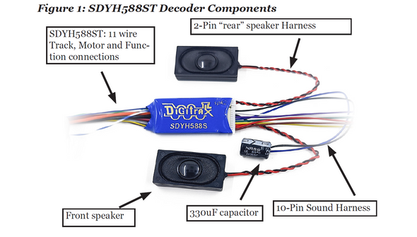 Digitrax SDYH588ST Series 8 DCC Dual "Stereo" Speaker High Output Sound Decoder - 11-pin JST to Hardwire