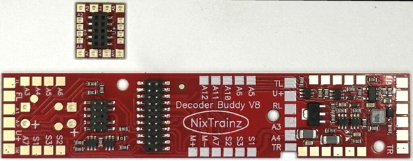 NixTrainz Decoder Buddy V8 Onboard Caps 1k Ohm Resistor 21-HW - 21MTC Adapter Board - NEM660 21MTC Integral Connector