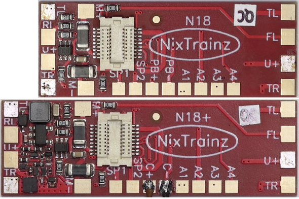 NixTrainz Decoder Buddy N18 No Caps 1k Ohm Resistor Adapter Board - NEM662 Next18 Integral Connector to Hardwire