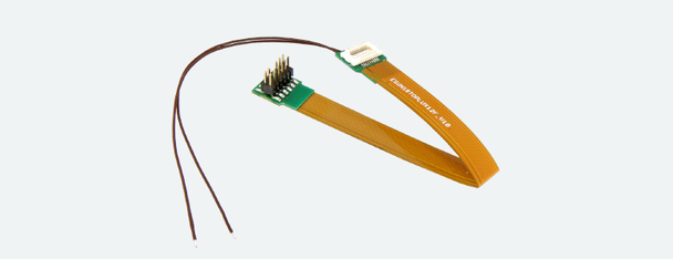 ESU 51997 Wire Harness Adapter Board - 88mm Flex Cable - NEM662 Next18 Integral Connector to NEM658 PluX12 Integral Connector ESU 51997 Wire Harness Adapter Board - 88mm Flex Cable - NEM662 Next18 Integral Connector to NEM658 PluX12 Integral Connector