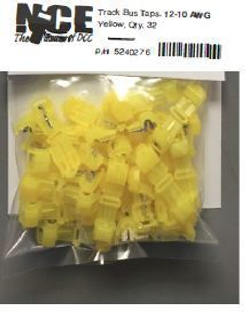 NCE DCC Layout Wiring - Track Bus Taps - 10-12 AWG (Yellow) (32 pk)