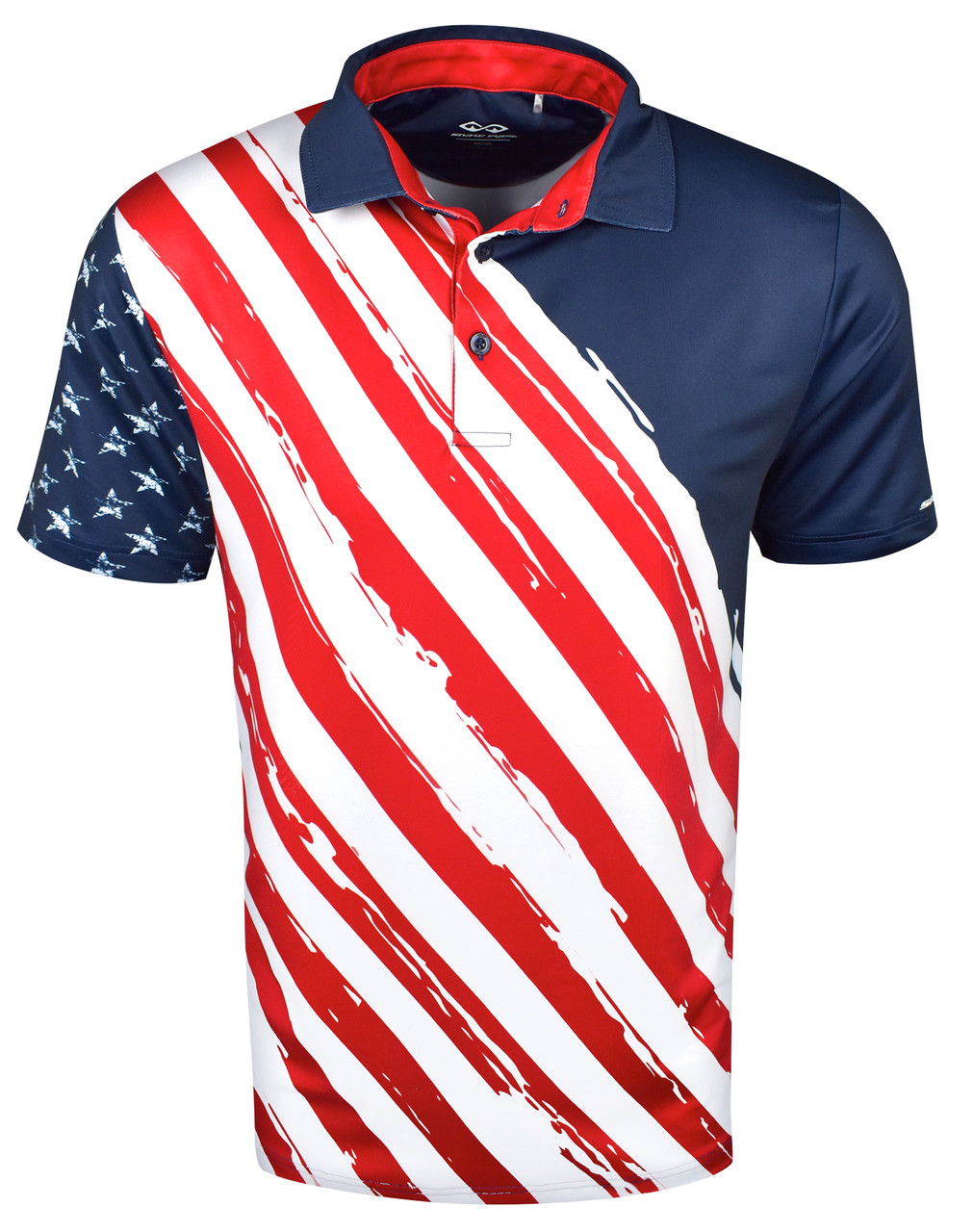 Patriot Print Polo Atlantic Blue