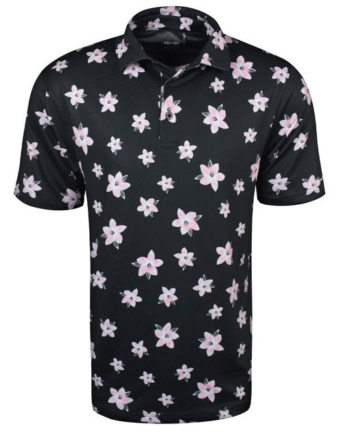 Azaleas Print Polo Black