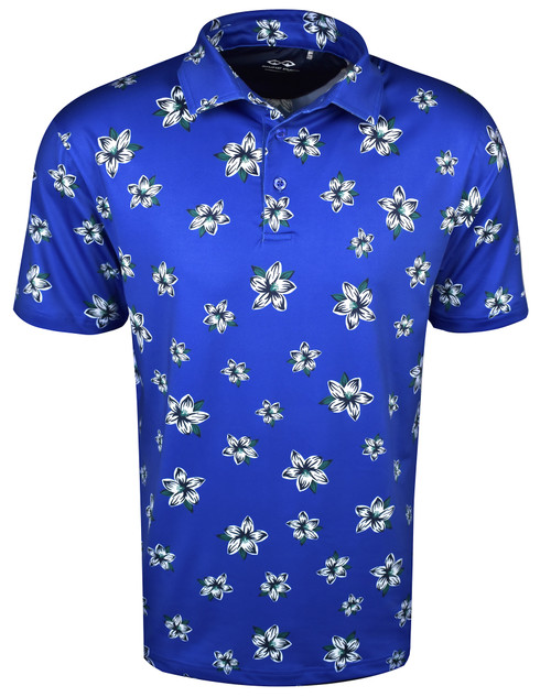 Azaleas Print Polo Cobalt