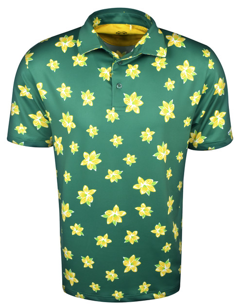 Azaleas Print Polo Green