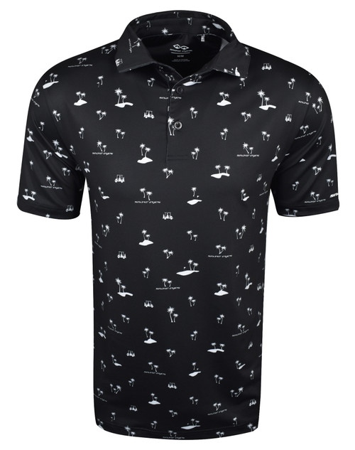 Palm Trees Print Polo Black