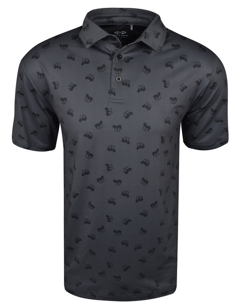 Golf Cart Print Polo Charcoal/Black