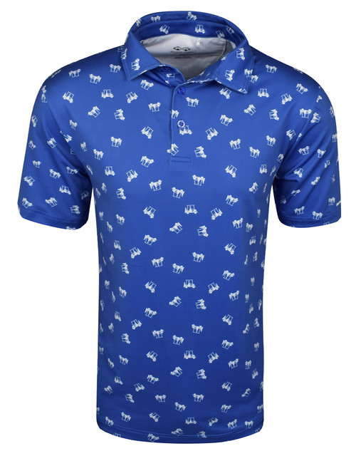 Golf Cart Print Polo Cobalt/White