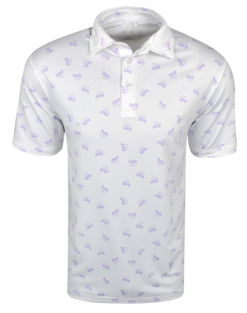 Golf Cart Print Polo White/Lavender