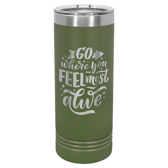 Polar Camel 22 oz. Olive Green Skinny Tumbler with Slider Lid