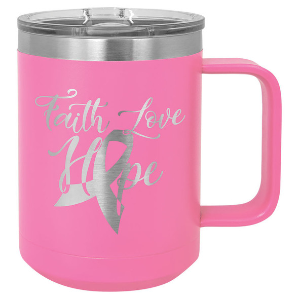 Polar Camel 15 oz. Pink Vacuum Insulated Mug with Slider Lid