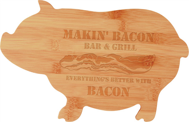 13 3/4" x 8 3/4" Bamboo Pig Shaped Cutting Board