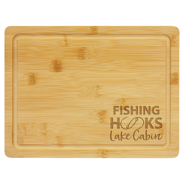 11 1/2" x 8 3/4" Bamboo Cutting Board with Drip Ring