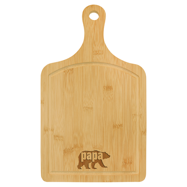 15 1/2" x 9" Bamboo Cutting Board Paddle Shape with Drip Ring