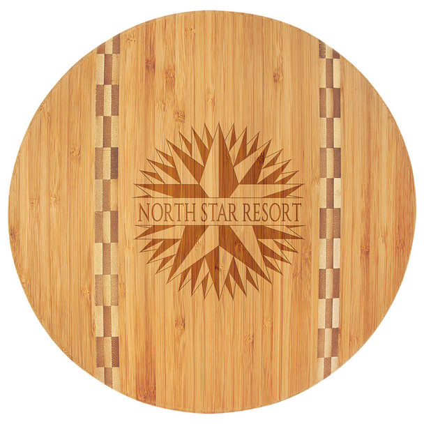 11 3/4" Round Bamboo Cutting Board with Butcher Block Inlay