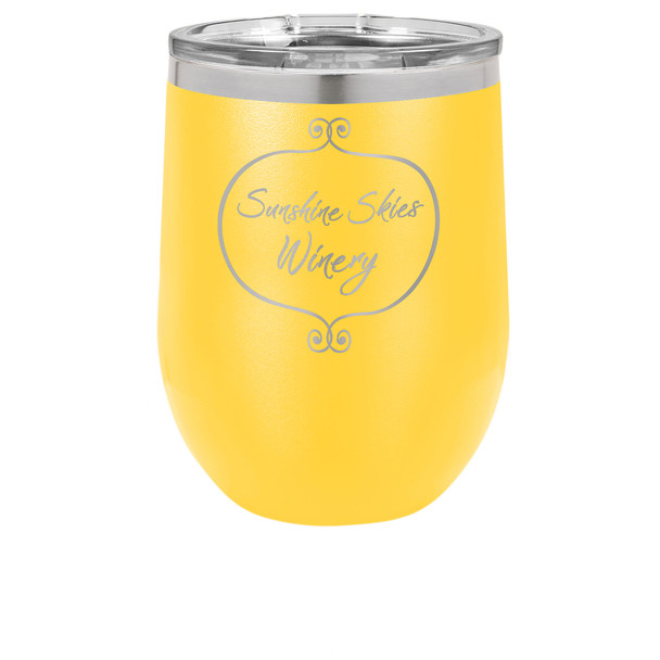 Polar Camel 12 oz. Yellow Vacuum Insulated Stemless Wine Tumbler w/Lid