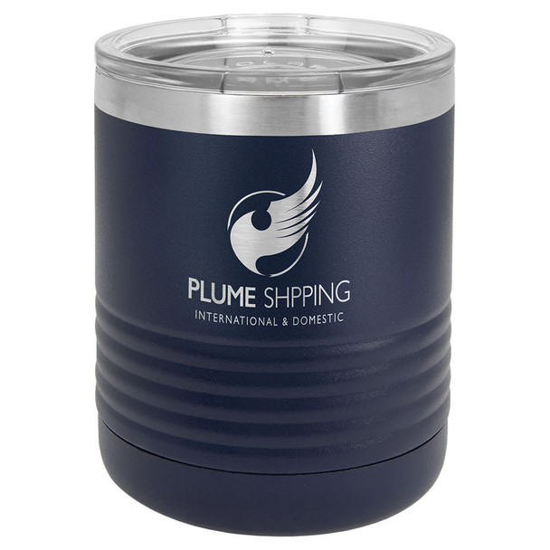 Polar Camel Ringneck 10 oz. Navy Blue Vacuum Insulated Tumbler with Clear Lid