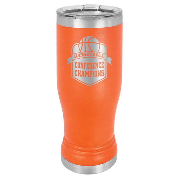 Orange 14 oz. Polar Camel Pilsner w/Clear Lid