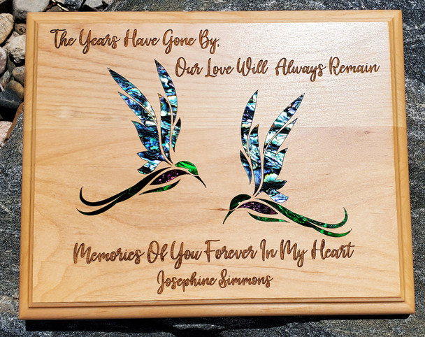 8"x10" Humming Bird Bereavement Plaque - Natural Wood