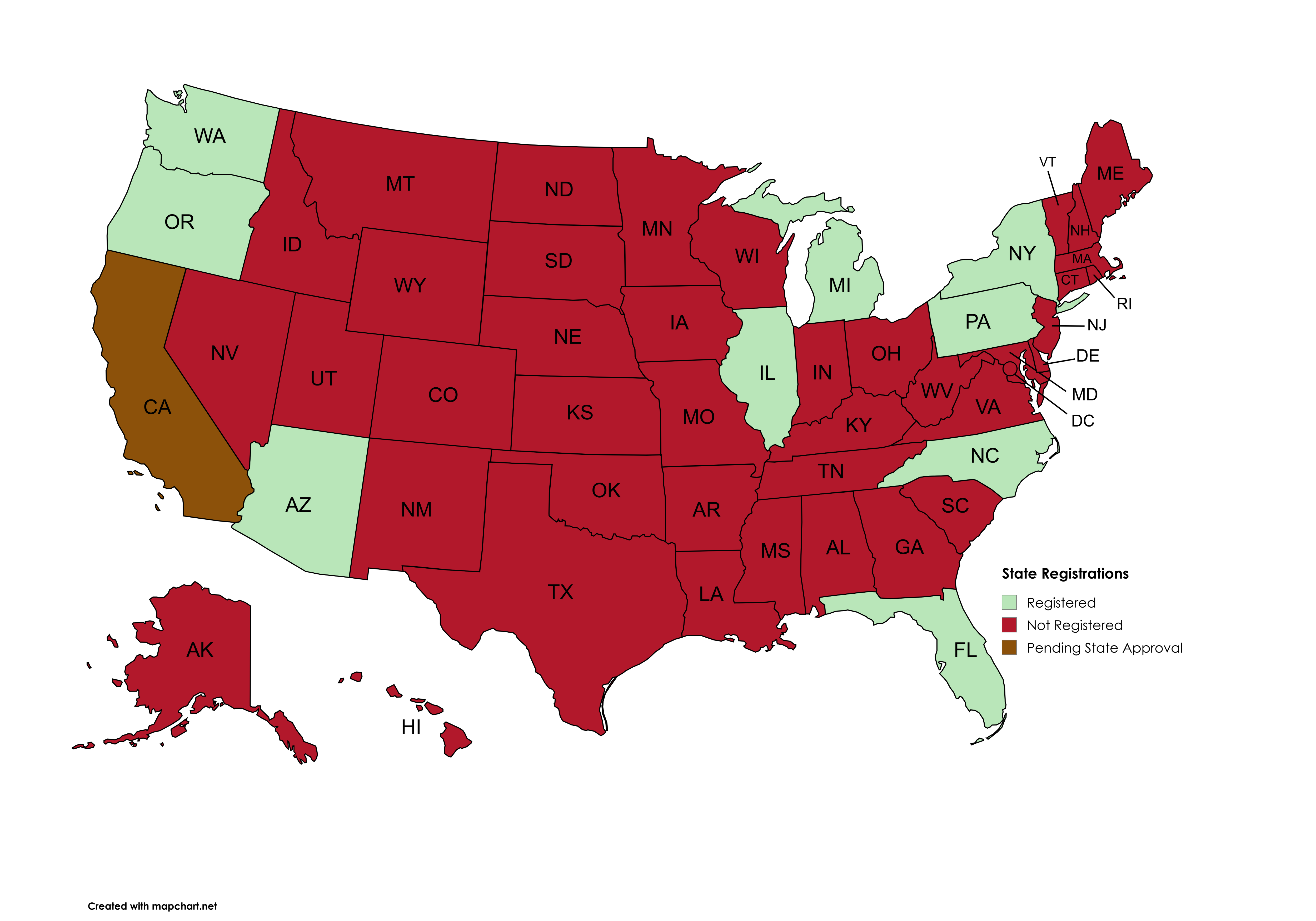 Map of States Registered to use Isarid H&G