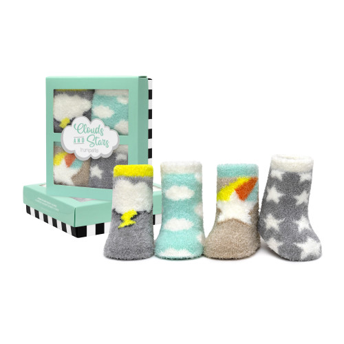 Cloud & Stars 4 Packs Infant Socks in gift box