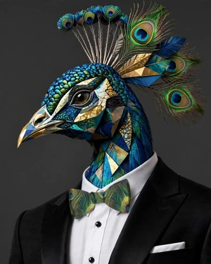 Peacock Satin Bow Tie