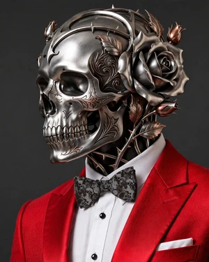 Skull Satin Bow Tie