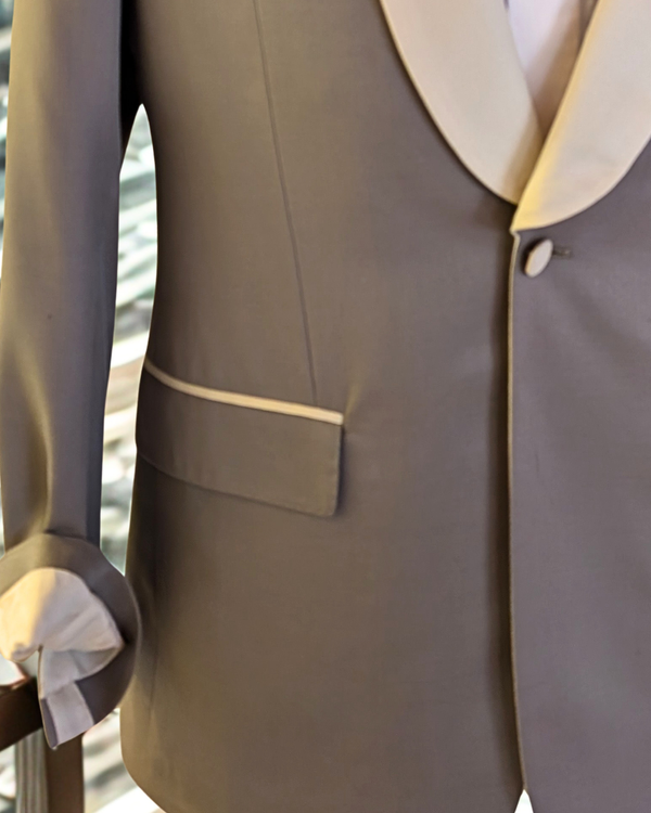 Orchid - silver grey tuxedo jacket with ivory contrast