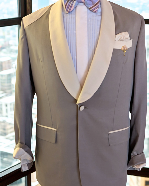 Orchid - silver grey tuxedo jacket with ivory contrast