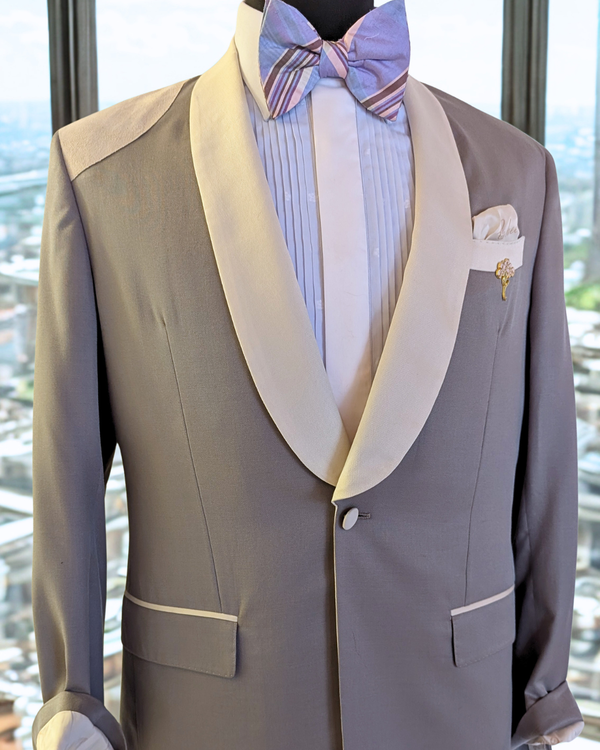 Orchid - silver grey tuxedo jacket with ivory contrast