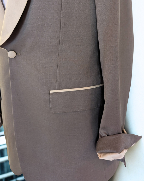 Orchid - silver grey tuxedo jacket with ivory contrast