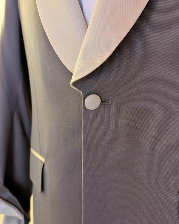 Orchid - silver grey tuxedo jacket with ivory contrast