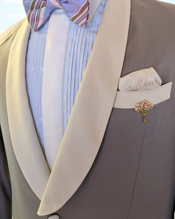 Orchid - silver grey tuxedo jacket with ivory contrast
