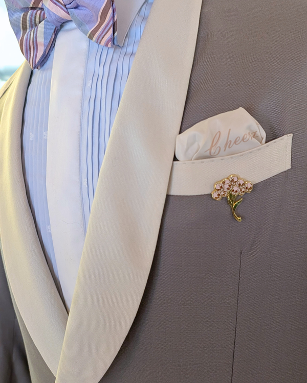 Orchid - silver grey tuxedo jacket with ivory contrast