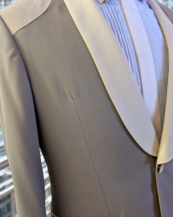 Orchid - silver grey tuxedo jacket with ivory contrast
