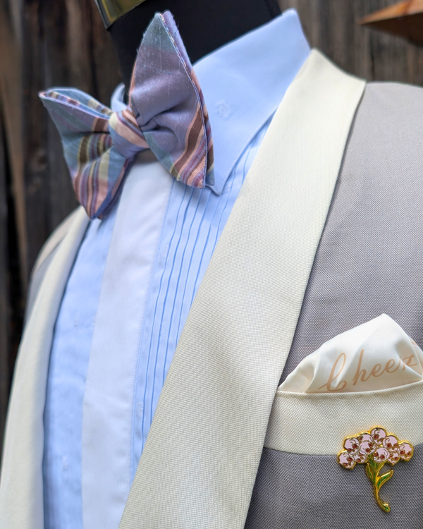 Orchid - silver grey tuxedo jacket with ivory contrast