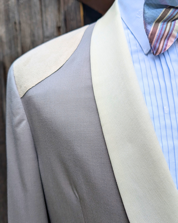 Orchid - silver grey tuxedo jacket with ivory contrast