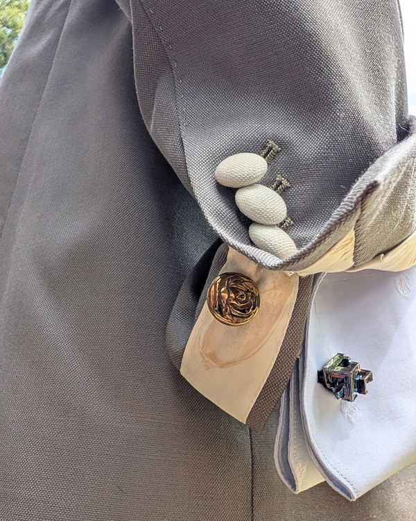 Orchid - silver grey tuxedo jacket with ivory contrast