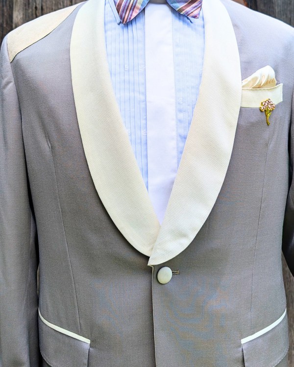 Orchid - silver grey tuxedo jacket with ivory contrast