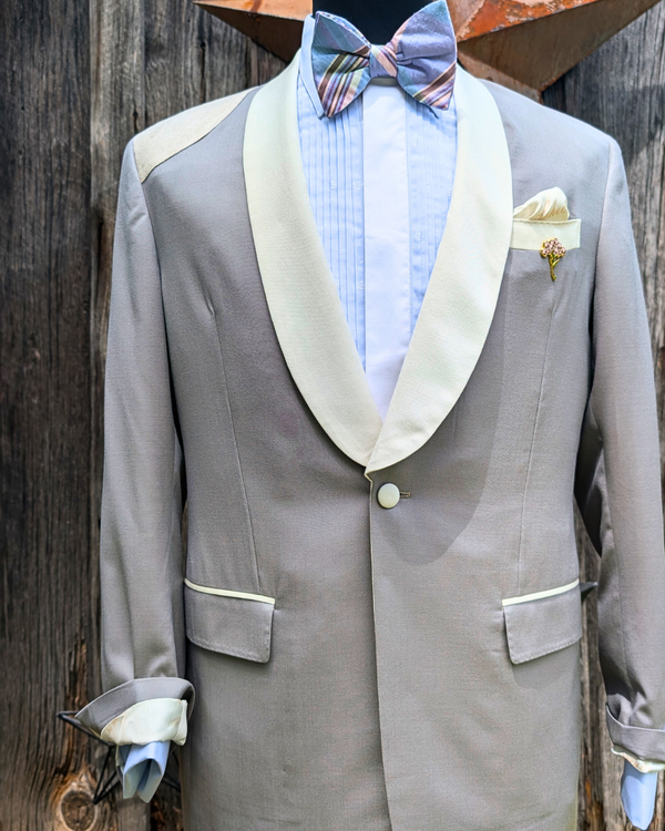 Orchid - silver grey tuxedo jacket with ivory contrast