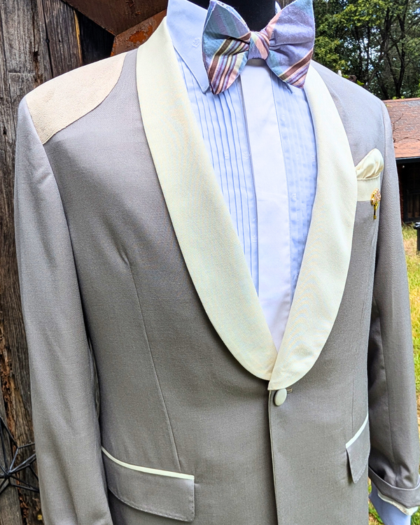 Orchid - silver grey tuxedo jacket with ivory contrast