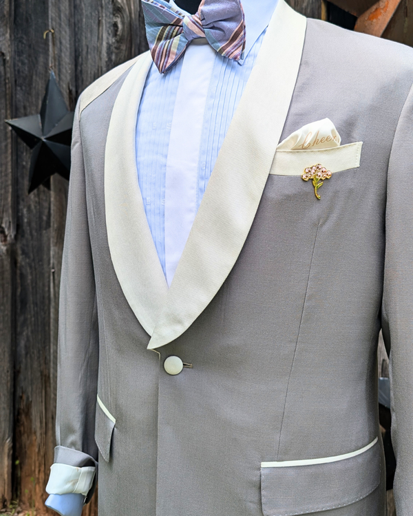 Orchid - silver grey tuxedo jacket with ivory contrast