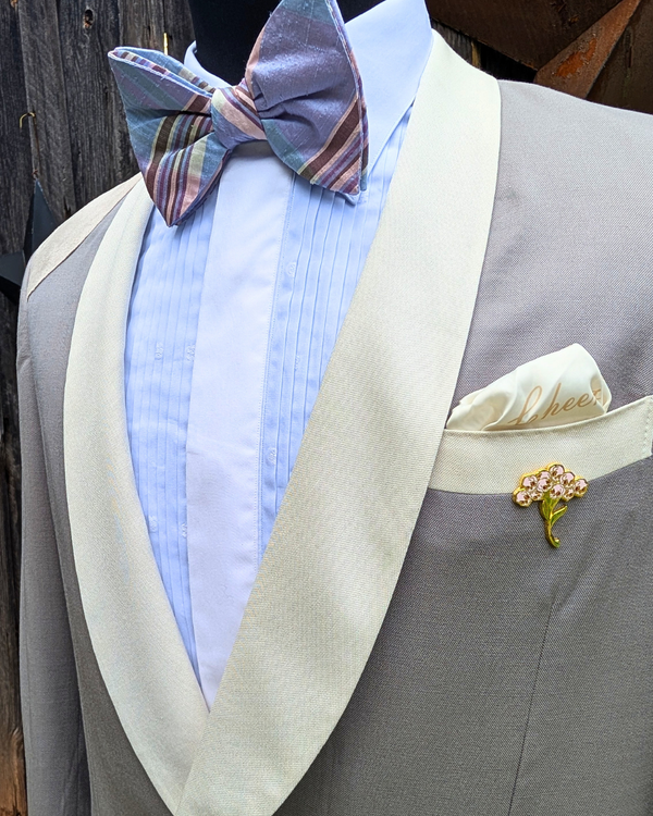 Orchid - silver grey tuxedo jacket with ivory contrast